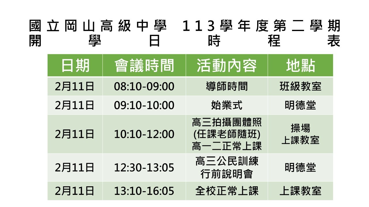 113-2開學時程表
