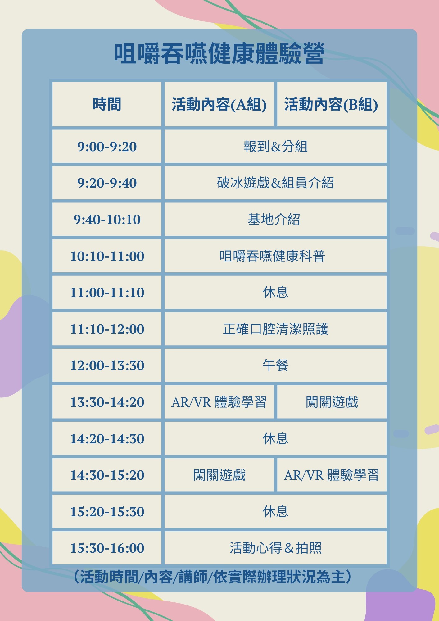 咀嚼吞嚥健康體驗營